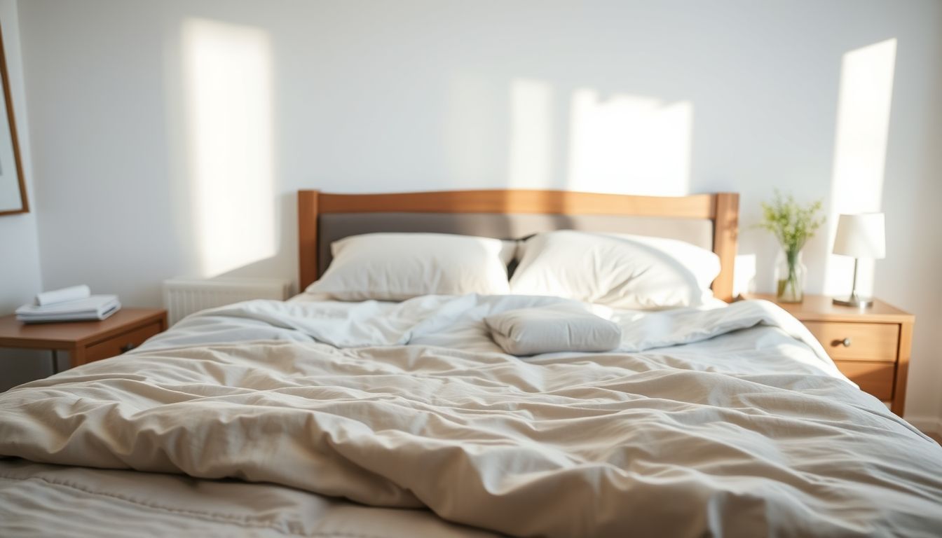 A comfortable, well-made bed in a serene bedroom for caregivers.