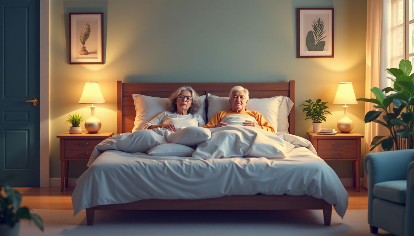 A cozy bedroom for an elderly couple with a well-made bed.